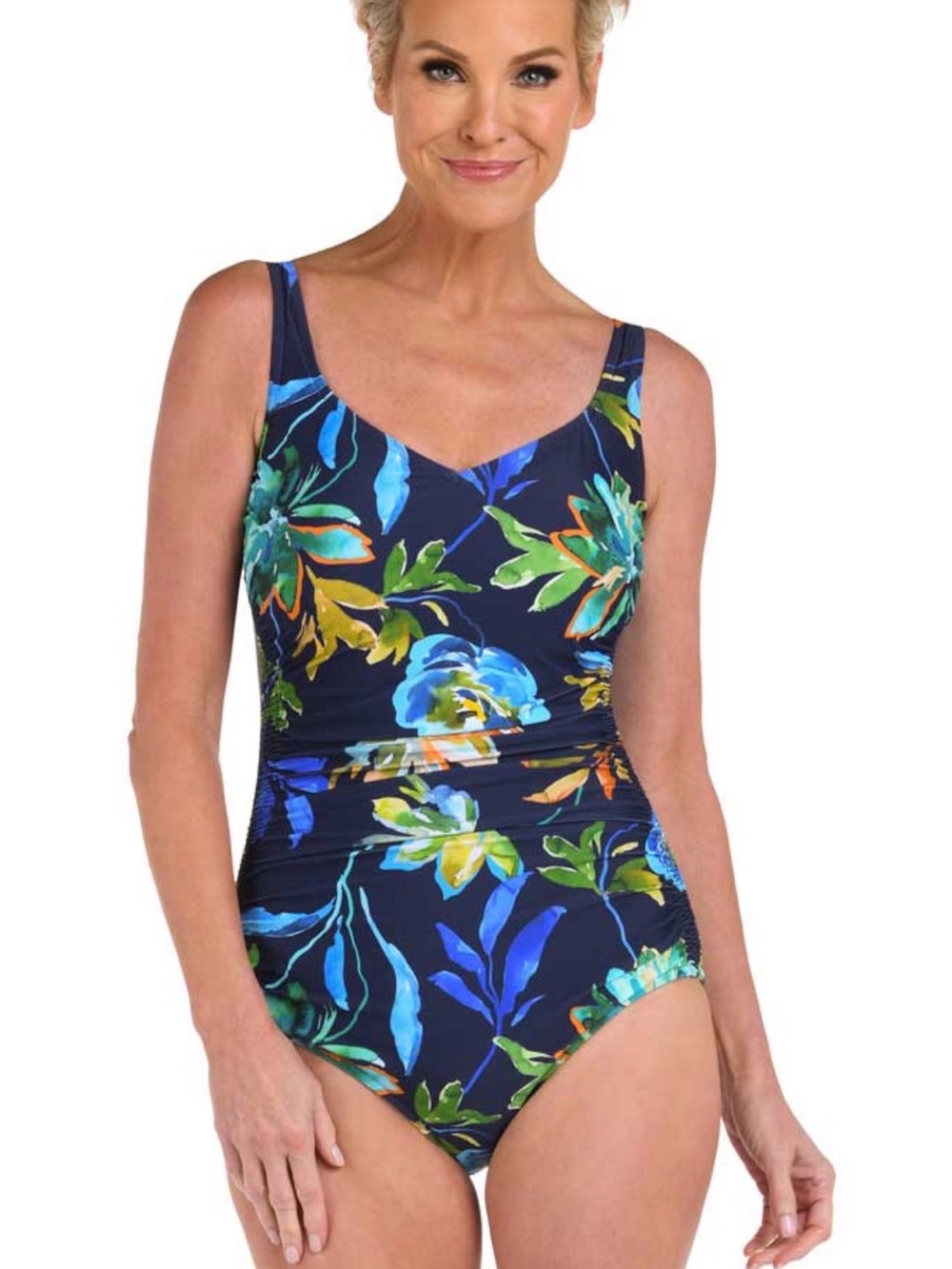 Maxine: One Piece Indigo Vineyard Side Shirred Mio Swimsuit